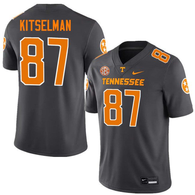 Miles Kitselman Tennessee Jersey,Tennessee Volunteers #87 Miles Kitselman College Jersey-Smoke Grey